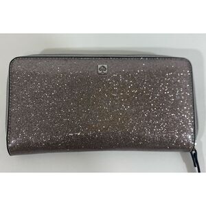 Kate Spade Mavis Street Neda Purple Glitter Large Continental Zip Wallet NWOT